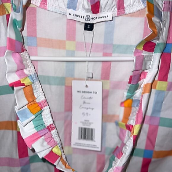 NEW W/ TAGS Michelle McDowell: Lennon Ruffle Blouse - Look Me Up Multi - Size S - Picture 2 of 8